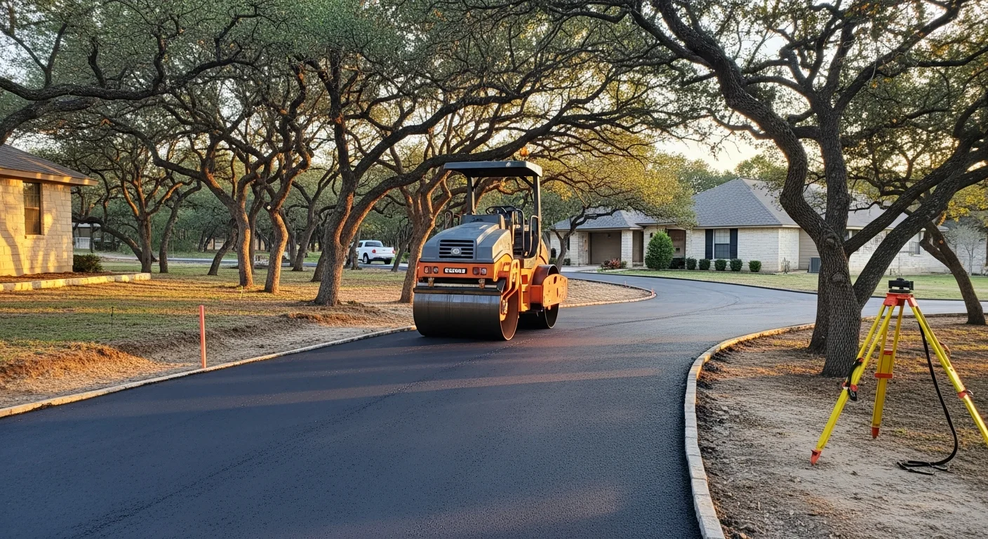 Newly constructed gravel road on rural property